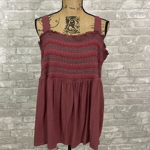 Torrid Smocked Babydoll Tank - Dusty Red